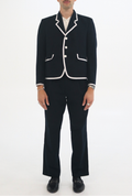 KORNEL Contrast Trim Blazer | Navy Tailored Men's Blazer