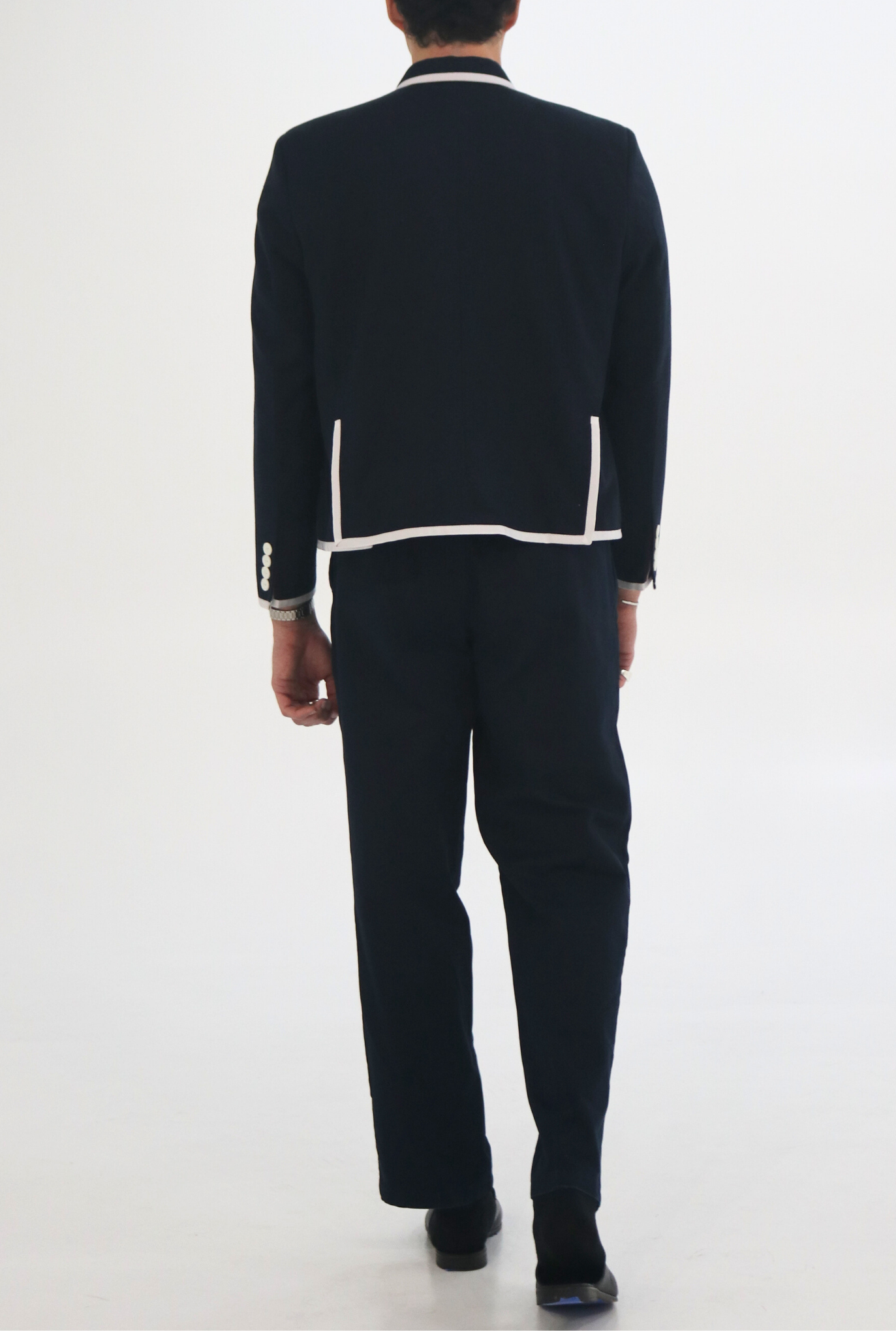 KORNEL Contrast Trim Blazer | Navy Tailored Men's Blazer