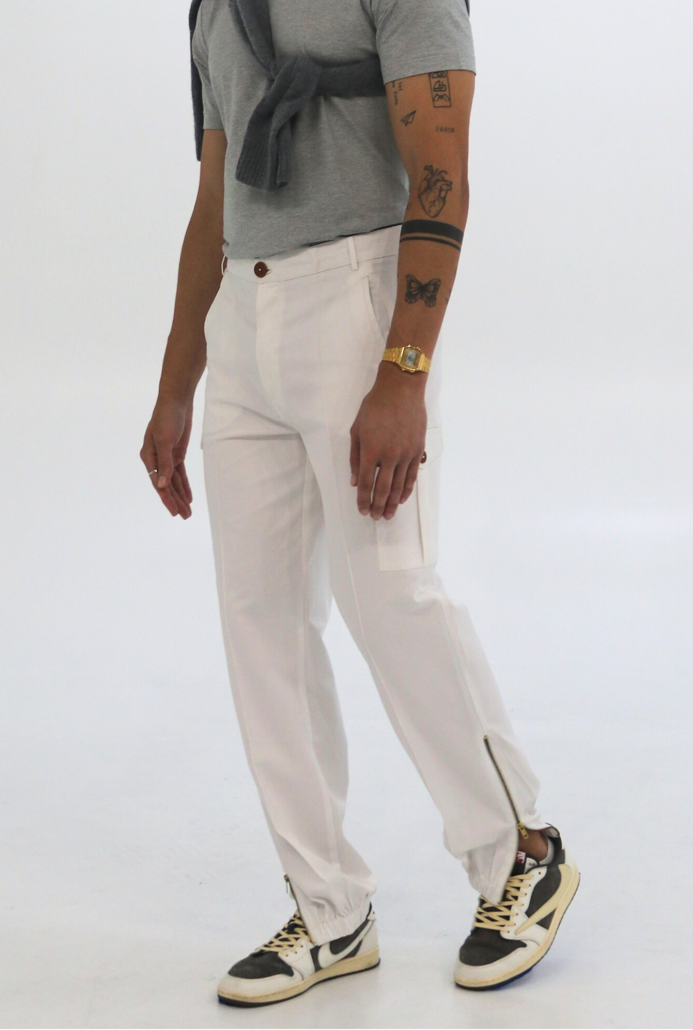 ROMAN Cargo Pant | White Tailored Utility Trousers