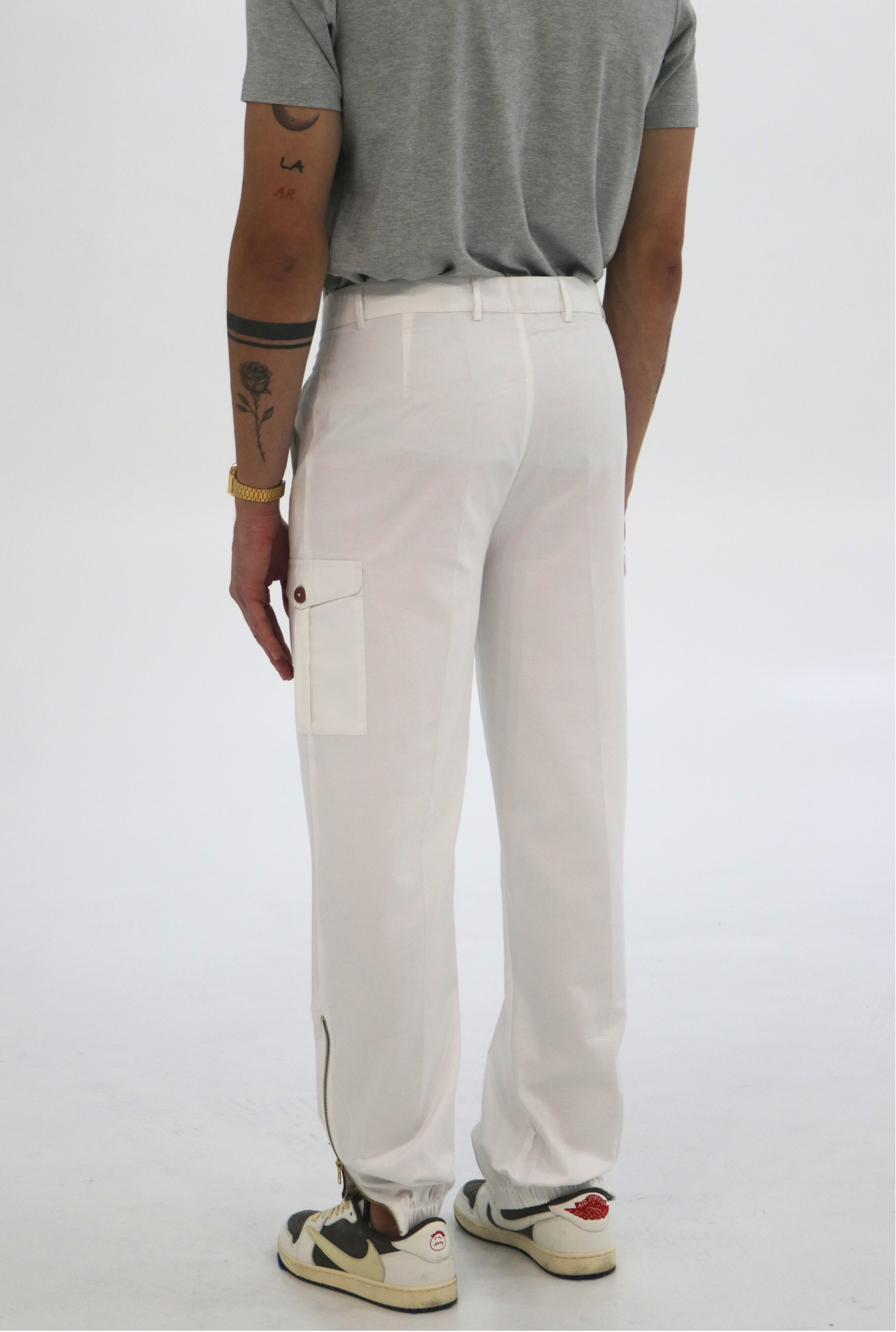 ROMAN Cargo Pant | White Tailored Utility Trousers