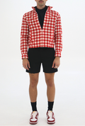 ADE Zip-Up Moto Jacket | Red Gingham Statement Jacket