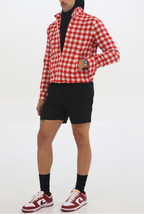 ADE Zip-Up Moto Jacket | Red Gingham Statement Jacket