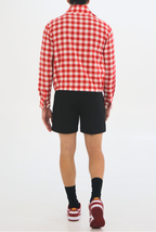 ADE Zip-Up Moto Jacket | Red Gingham Statement Jacket
