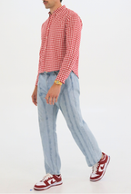 FARON Long Sleeve Button-Down Shirt | Gingham Cotton Men's Shirt