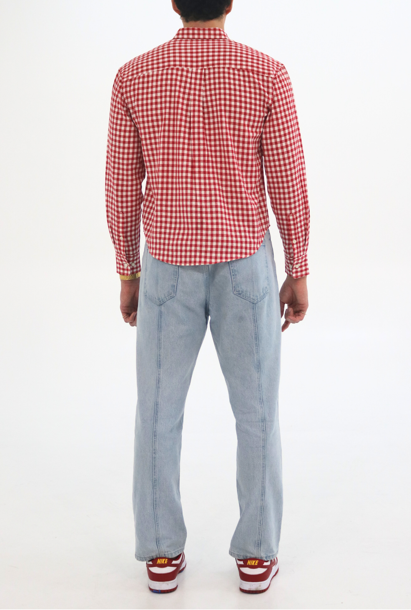 FARON Long Sleeve Button-Down Shirt | Gingham Cotton Men's Shirt