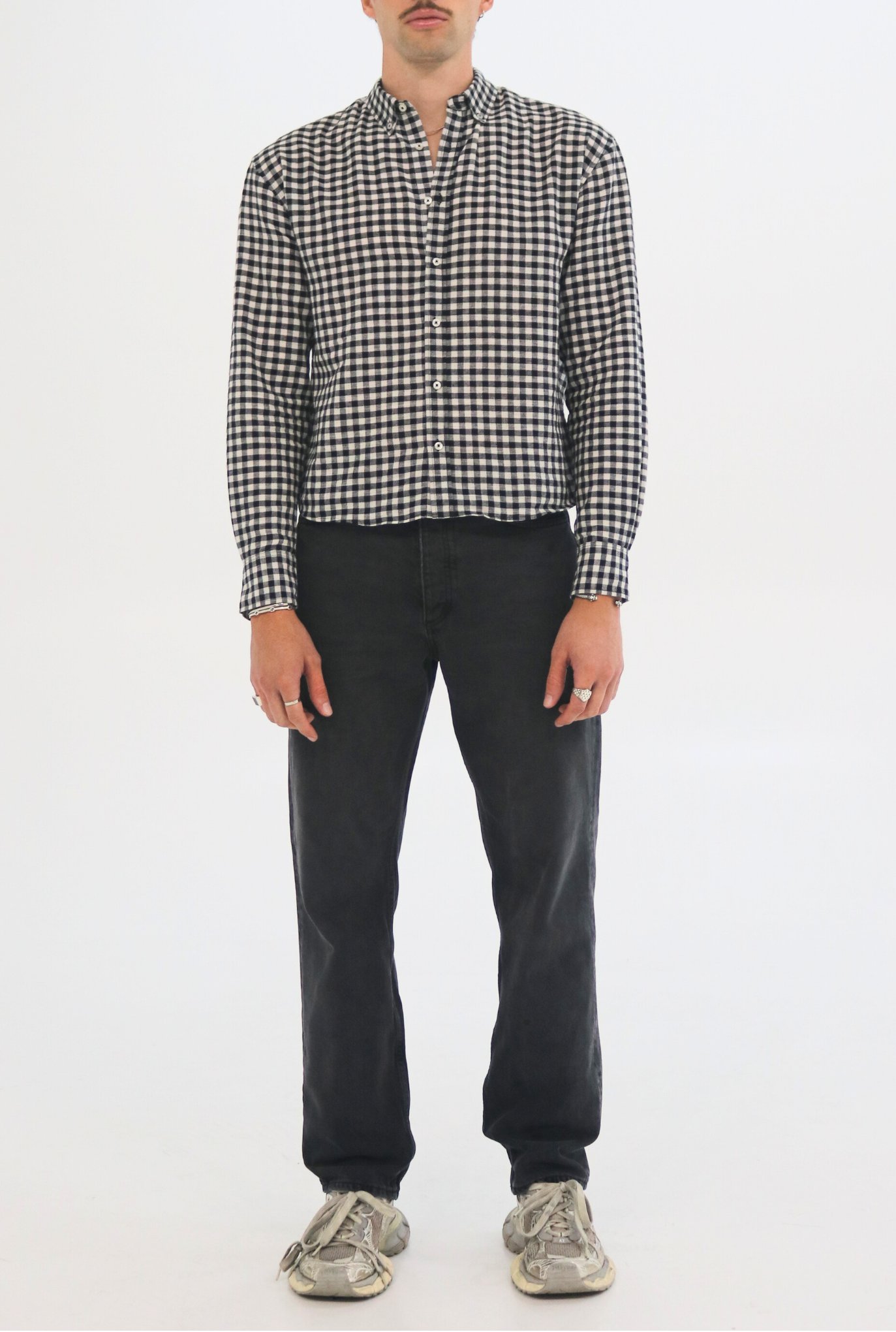 FARON Long Sleeve Button-Down Shirt | Gingham Cotton Men's Shirt
