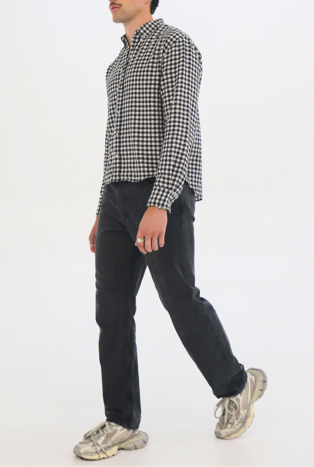 FARON Long Sleeve Button-Down Shirt | Gingham Cotton Men's Shirt