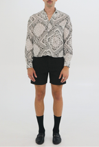 IMAM Camp Shirt | Black Paisley Open-Collar Shirt
