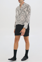 IMAM Camp Shirt | Black Paisley Open-Collar Shirt