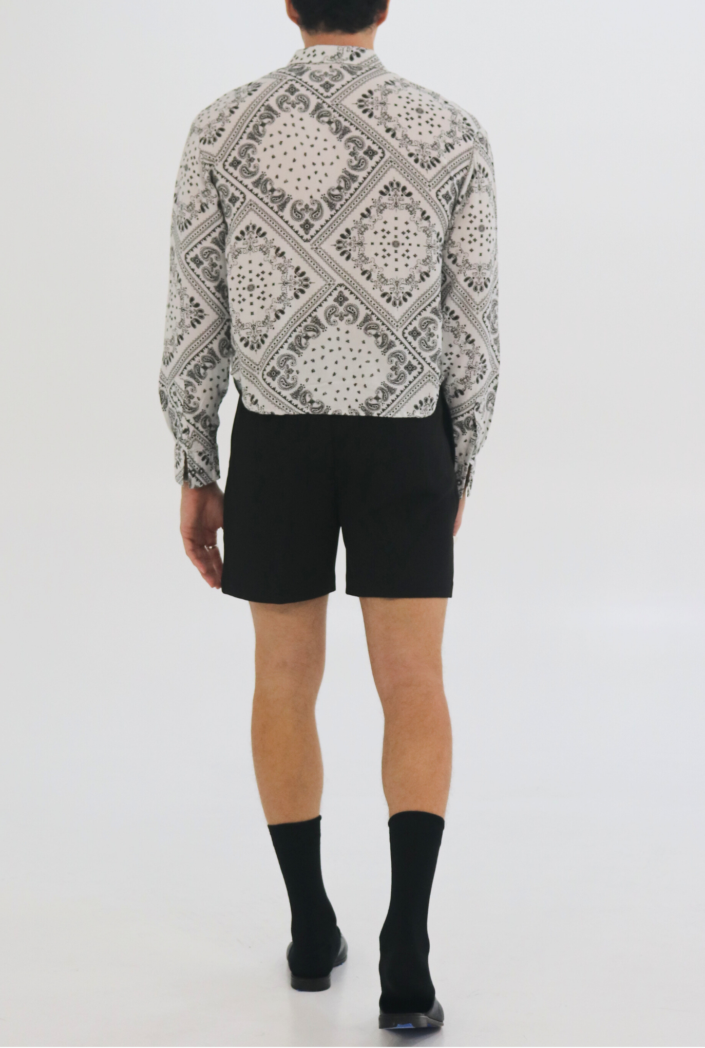 IMAM Camp Shirt | Black Paisley Open-Collar Shirt