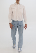 LEOFRIC Long Sleeve Button-Up Shirt | White Cotton Men's Shirt