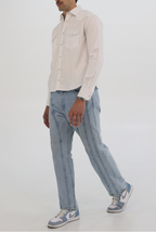 LEOFRIC Long Sleeve Button-Up Shirt | White Cotton Men's Shirt