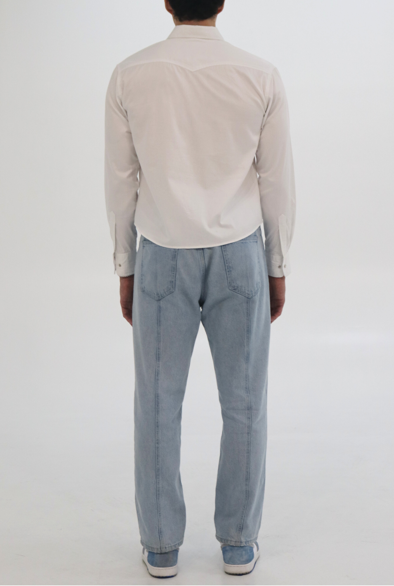 LEOFRIC Long Sleeve Button-Up Shirt | White Cotton Men's Shirt