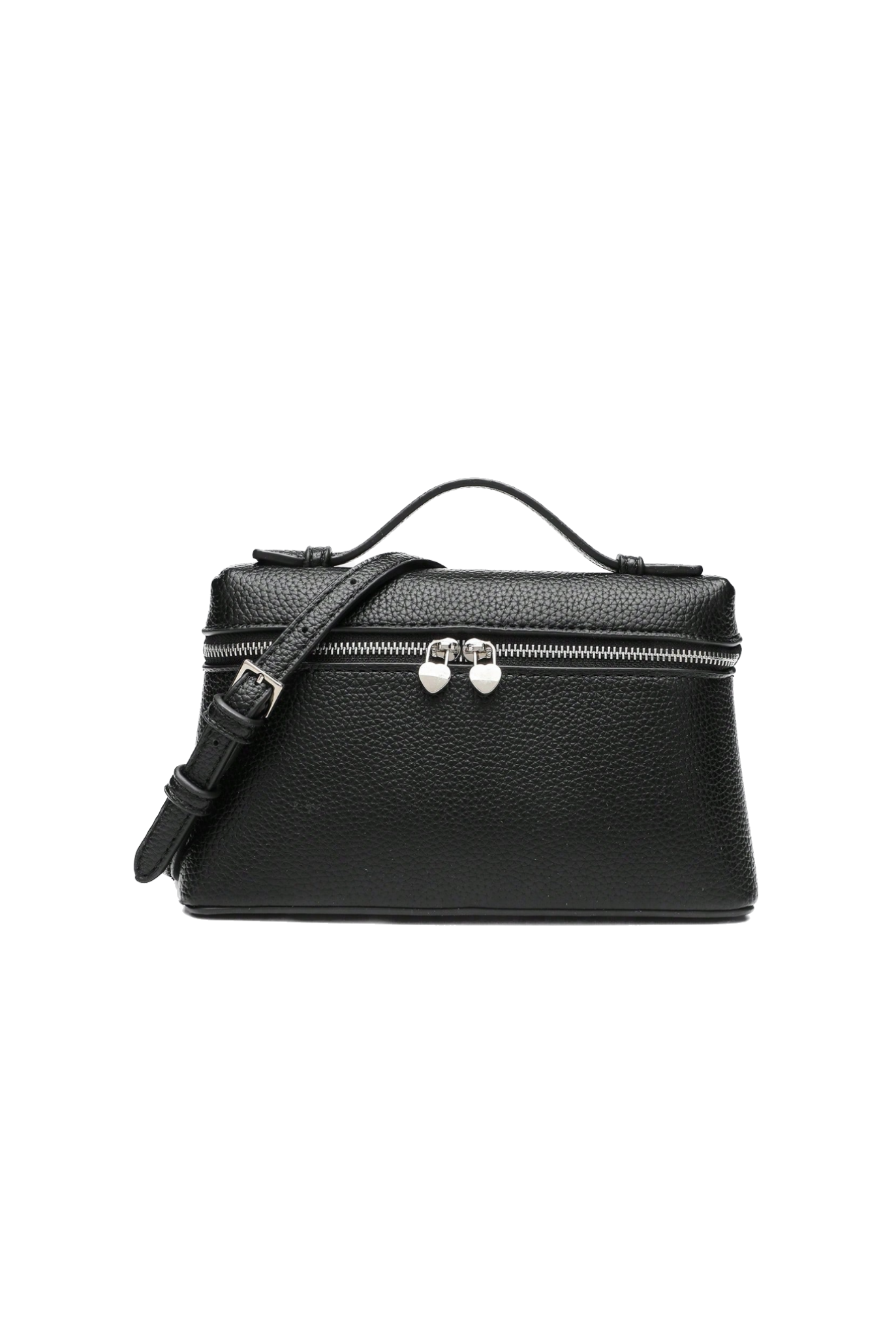 LILA Bag | Structured Litchi Crossbody Bag — Black