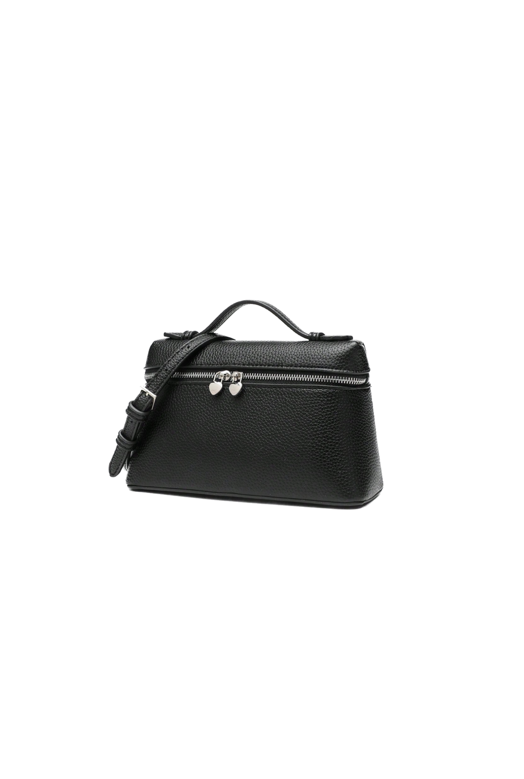 LILA Bag | Structured Litchi Crossbody Bag — Black