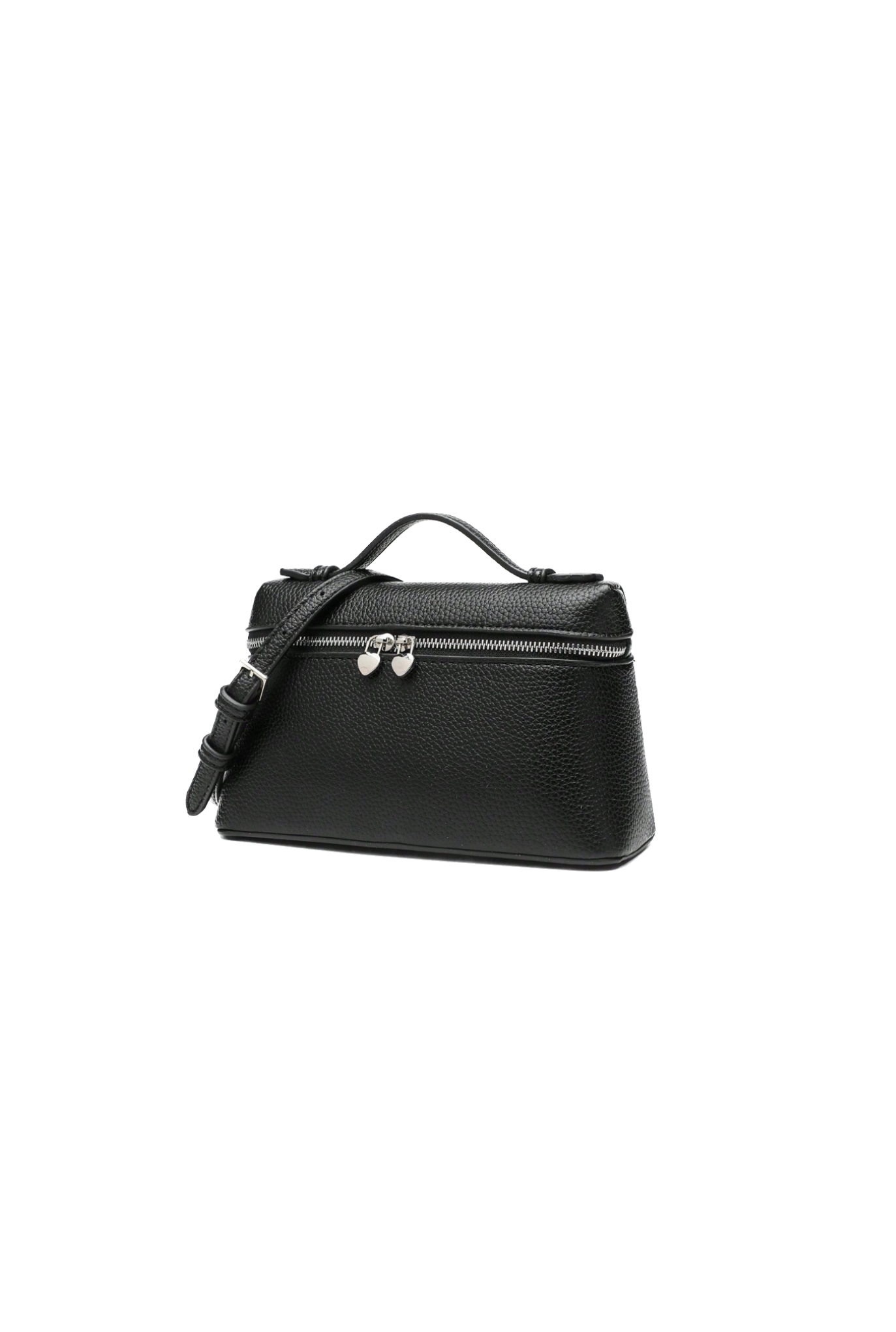 LILA Bag | Structured Litchi Crossbody Bag — Black