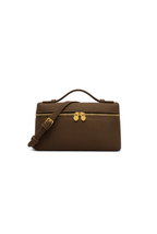 LILA Bag | Structured Litchi Crossbody Bag — Brown