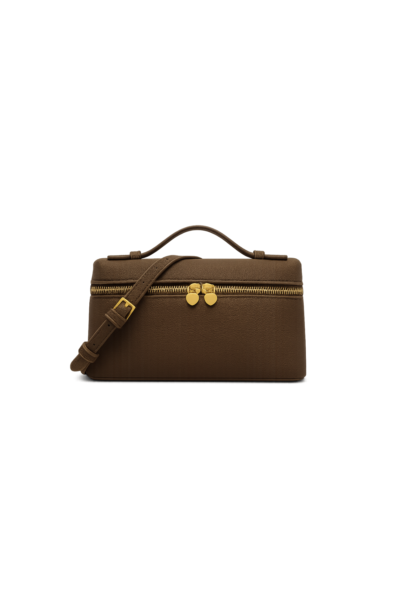 LILA Bag | Structured Litchi Crossbody Bag — Brown