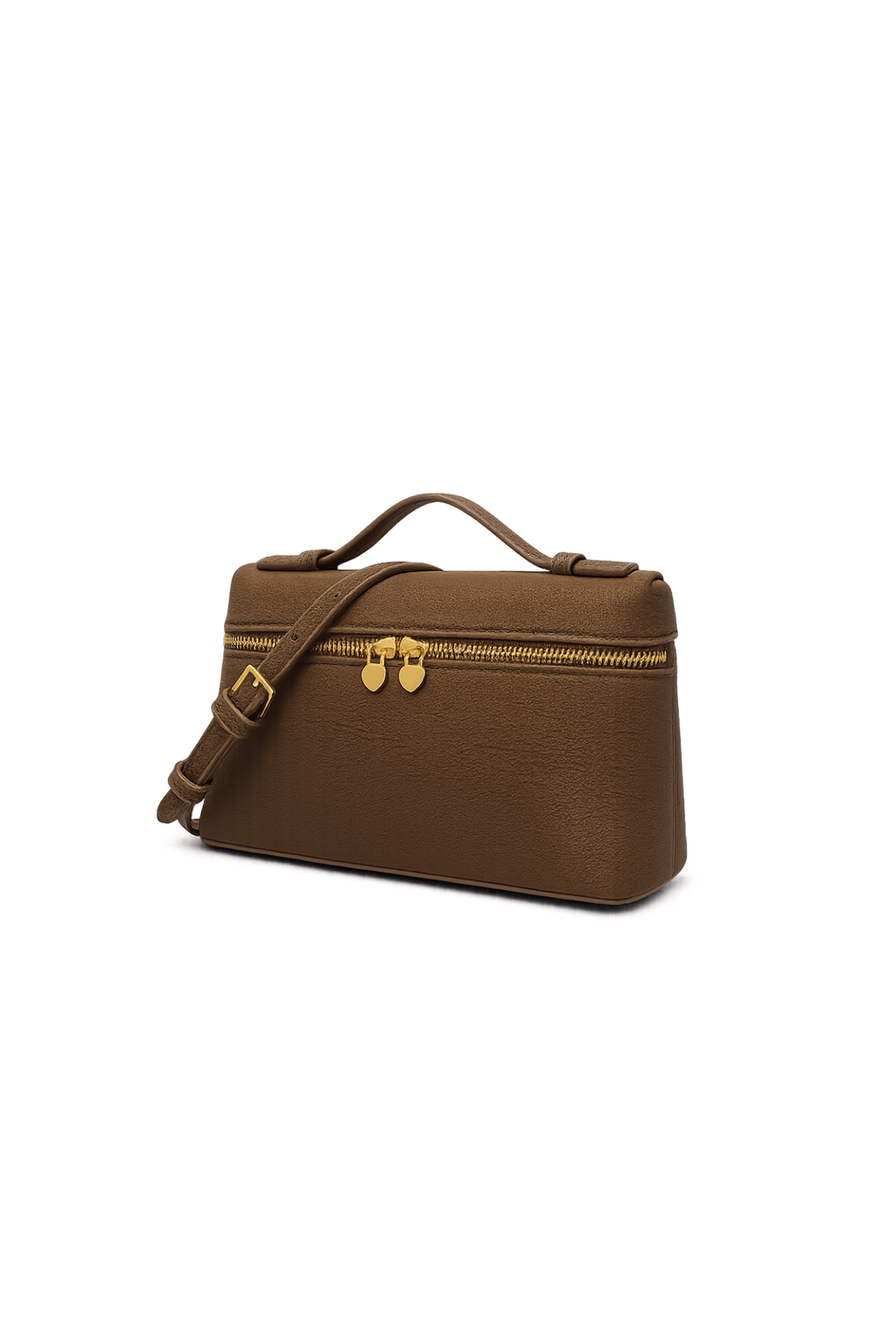 LILA Bag | Structured Litchi Crossbody Bag — Brown