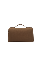 LILA Bag | Structured Litchi Crossbody Bag — Brown