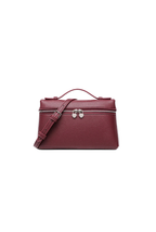 LILA Bag | Structured Litchi Crossbody Bag — Burgundy