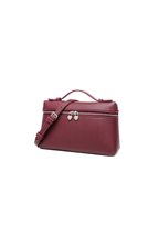 LILA Bag | Structured Litchi Crossbody Bag — Burgundy