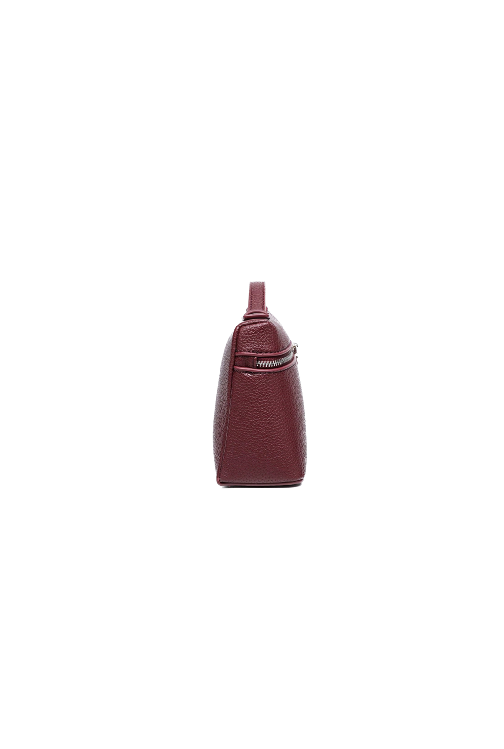 LILA Bag | Structured Litchi Crossbody Bag — Burgundy
