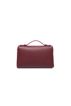 LILA Bag | Structured Litchi Crossbody Bag — Burgundy
