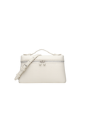 LILA Bag | Structured Litchi Crossbody Bag — Ivory
