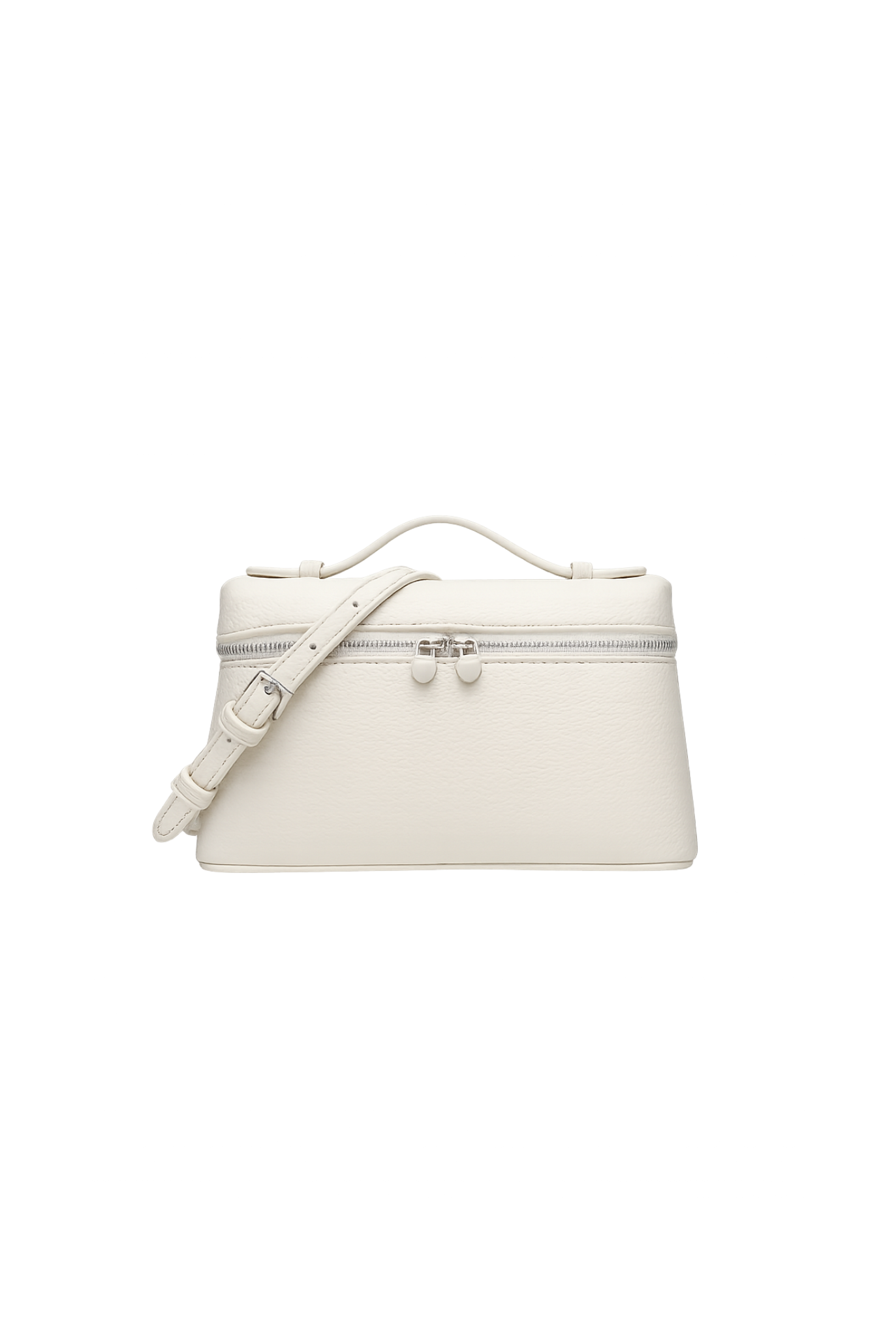 LILA Bag | Structured Litchi Crossbody Bag — Ivory
