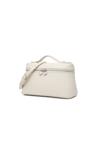 LILA Bag | Structured Litchi Crossbody Bag — Ivory