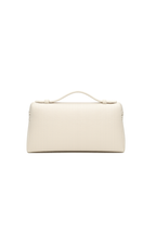 LILA Bag | Structured Litchi Crossbody Bag — Ivory